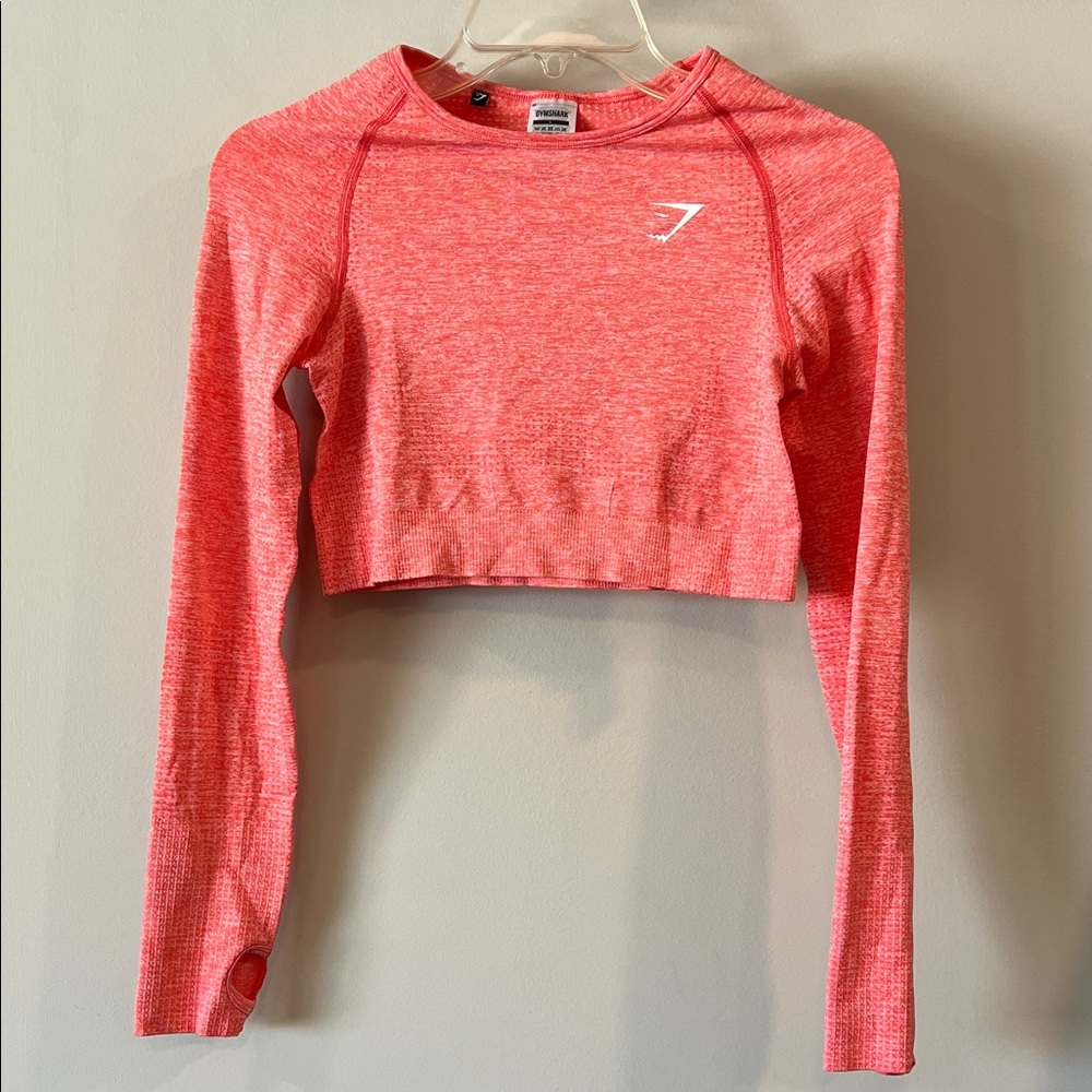 Gymshark - L, Coral Long Sleeve Crop‎ Top, space dye